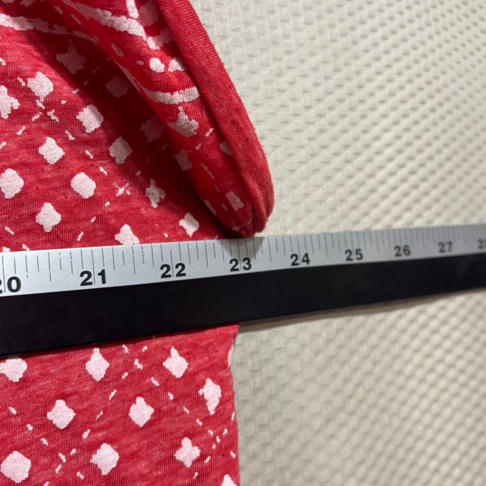 Lucky Brand Red White Boho Print Boxy Size Medium Block Print Floral Border Top - Picture 7 of 9